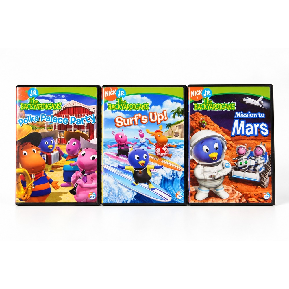 Lot of 3 The Backyardigans DVDs Mission To Mars, Polka Palace Party & Surf's Up